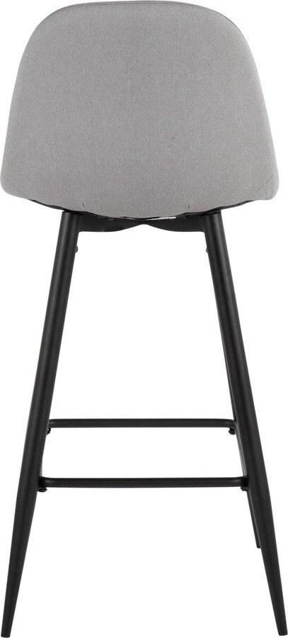 Lumisource Barstools - Pebble Barstool In Black Metal & Light Grey Fabric (Set of 2)
