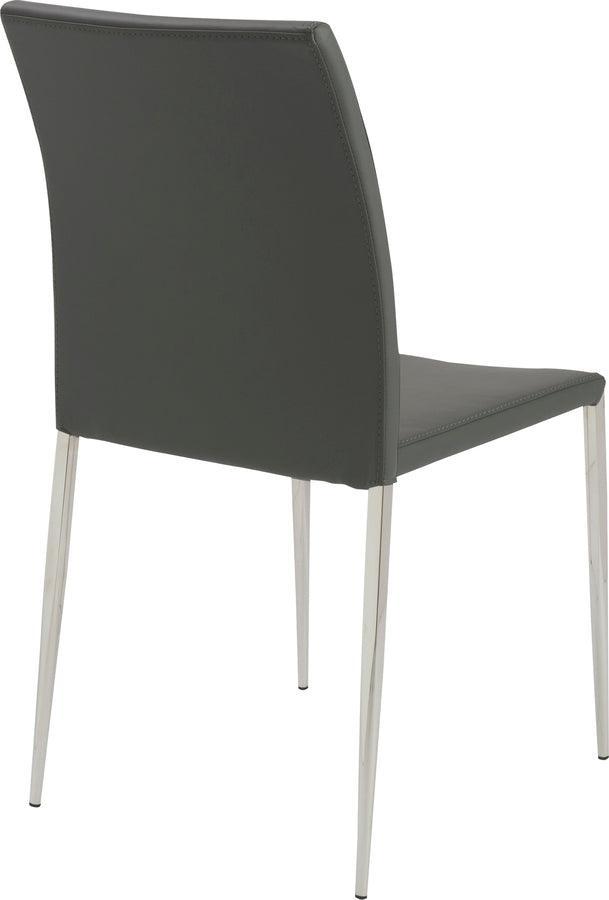 Euro Style Dining Chairs - Diana Stacking Side Chair in Gray with Polished Stainless Steel Legs - Set of 2
