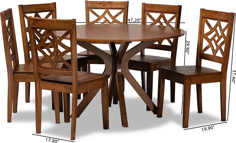 Wholesale Interiors Dining Sets - Miela Walnut Brown Finished Wood 7-Piece Dining Set