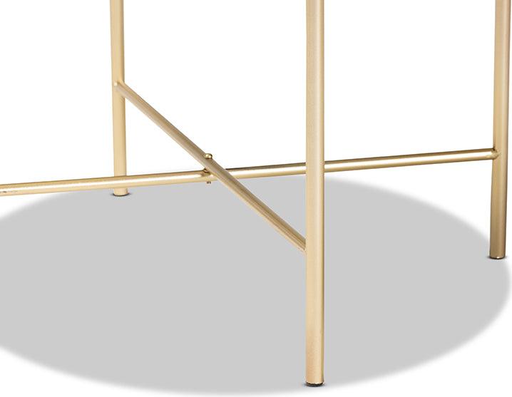 Wholesale Interiors Side & End Tables - Maddock Gold Finished Metal End Table with Marble Tabletop