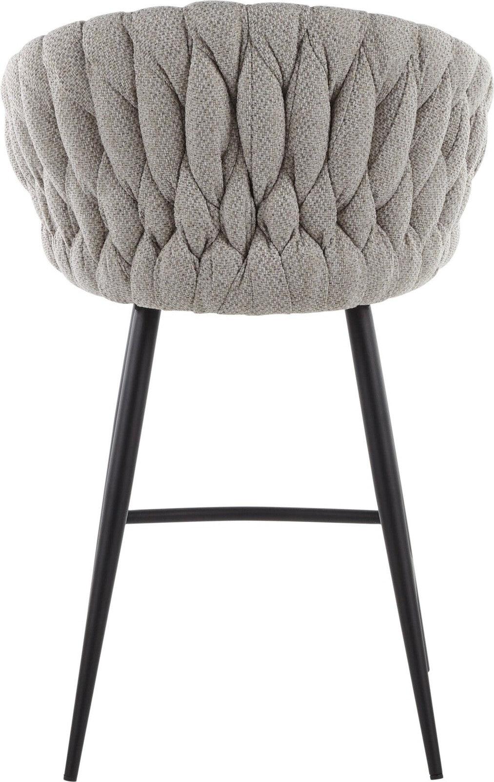 Lumisource Barstools - Braided Matisse Counter Stool Black & Cream & Gray