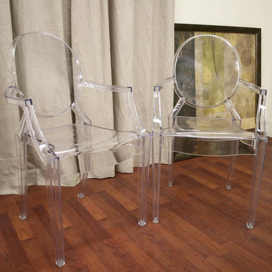 Wholesale Interiors Dining Chairs - Dymas Modern Acrylic Armed Ghost Chair (Set of 2)