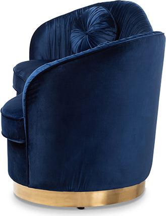 Wholesale Interiors Sofas & Couches - Nevena Glam Royal Blue Velvet Fabric Upholstered Gold-Finished Sofa