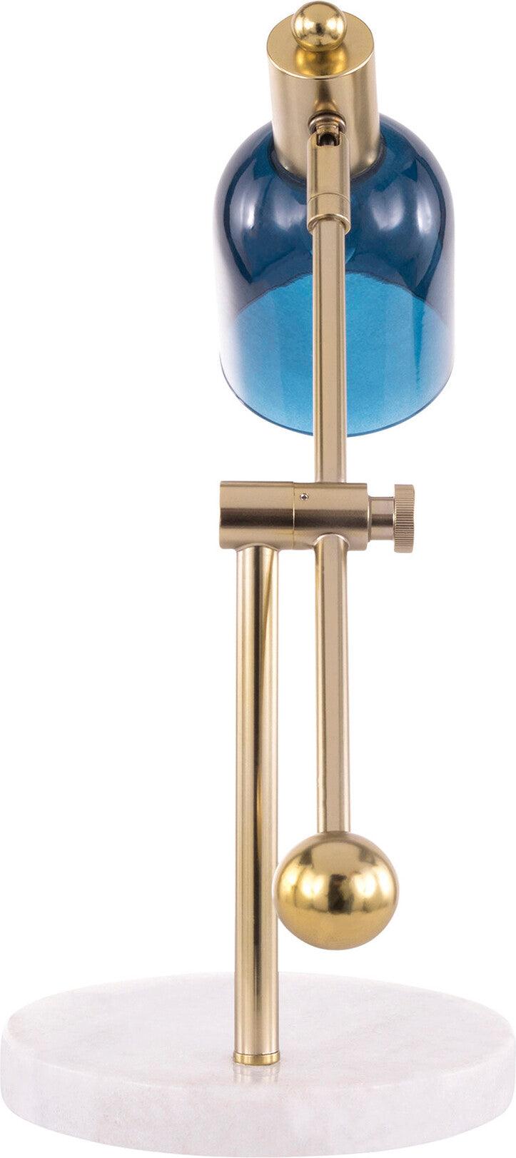 Lumisource Table Lamps - Marcel Table Lamp White Marble & Blue Glass