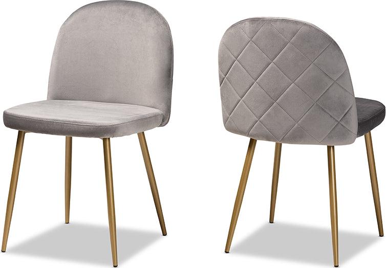 Wholesale Interiors Dining Chairs - Fantine Glamour Dining Chair Gray & Gold (Set of 2)