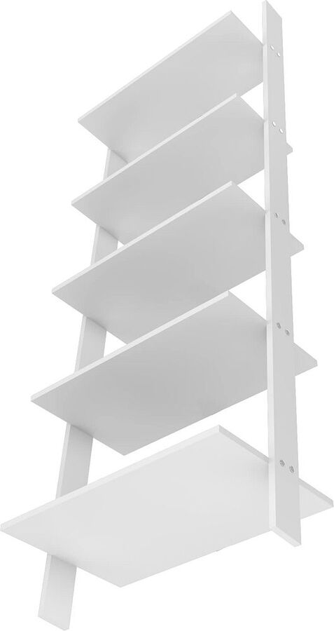 Manhattan Comfort Bookcases & Display Units - Cooper 5-Shelf Floating Ladder Bookcase in White