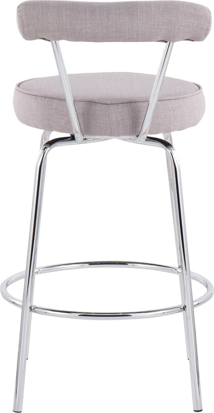 Lumisource Barstools - Rhonda Counter Stool Chrome & Light Gray (Set of 2)