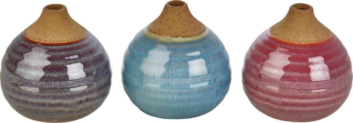Sagebrook Home Vases - S/3 Glazed Bud Vases Purple & Blue