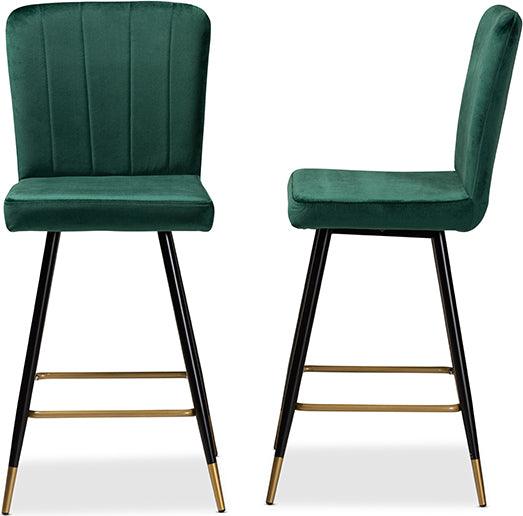 Wholesale Interiors Barstools - Preston Bar Stool Green & Black & Gold (Set of 2)