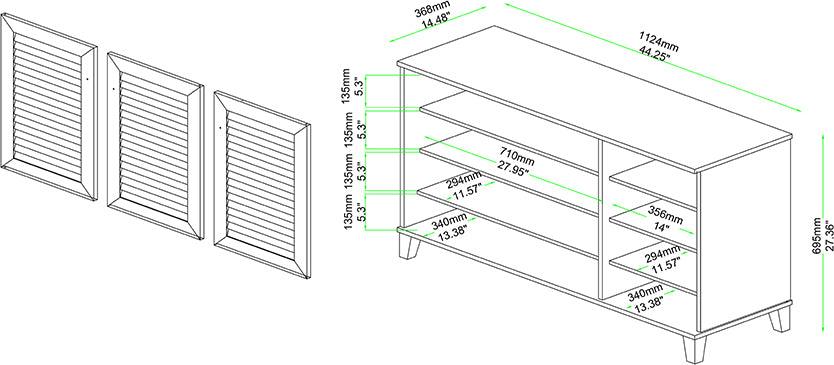 Wholesale Interiors Shoe Storage - Coolidge Oak Brown Finished Wood 3-Door Shoe Storage Cabinet