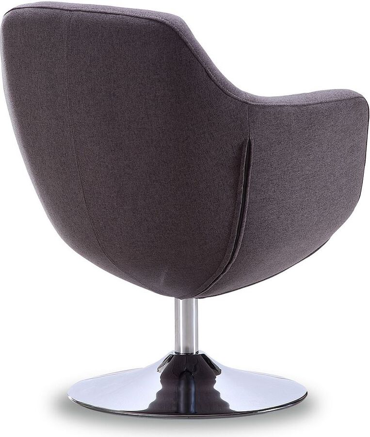 Manhattan Comfort Accent Chairs - Caisson Grey and Polished Chrome Twill Swivel Accent Chair