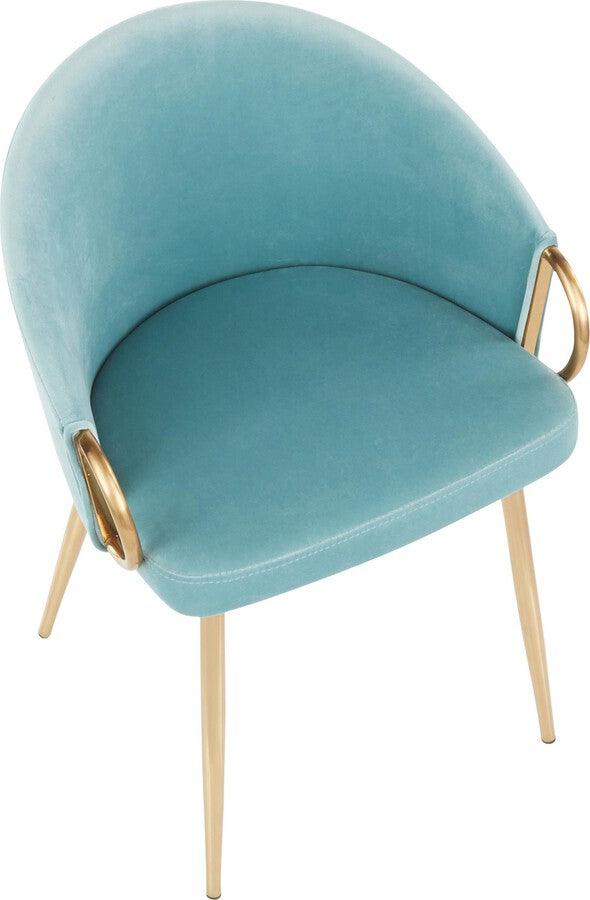 Lumisource Accent Chairs - Claire Contemporary/Glam Chair in Gold Metal and Light Blue Velvet