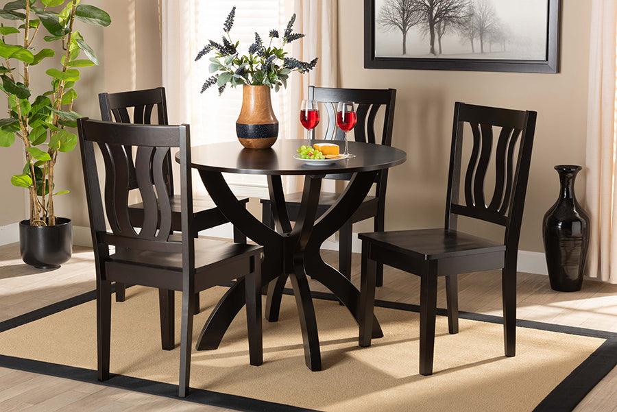 Wholesale Interiors Dining Sets - Karla Dark Brown Finished Wood 5-Piece Dining Set