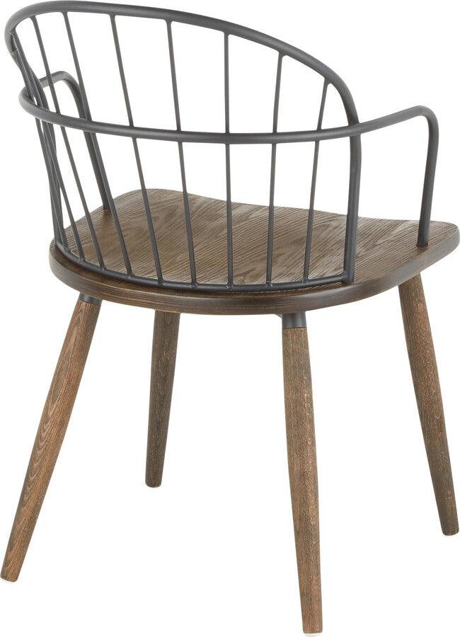 Lumisource Accent Chairs - Riley Industrial Chair in Dark Walnut Wood and Black Metal