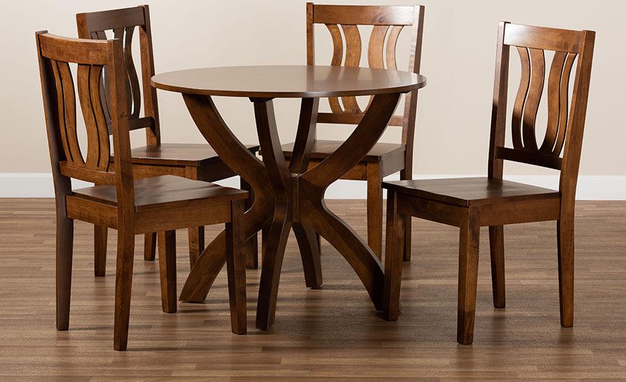 Wholesale Interiors Dining Sets - Karla Walnut Brown Finished Wood 5-Piece Dining Set
