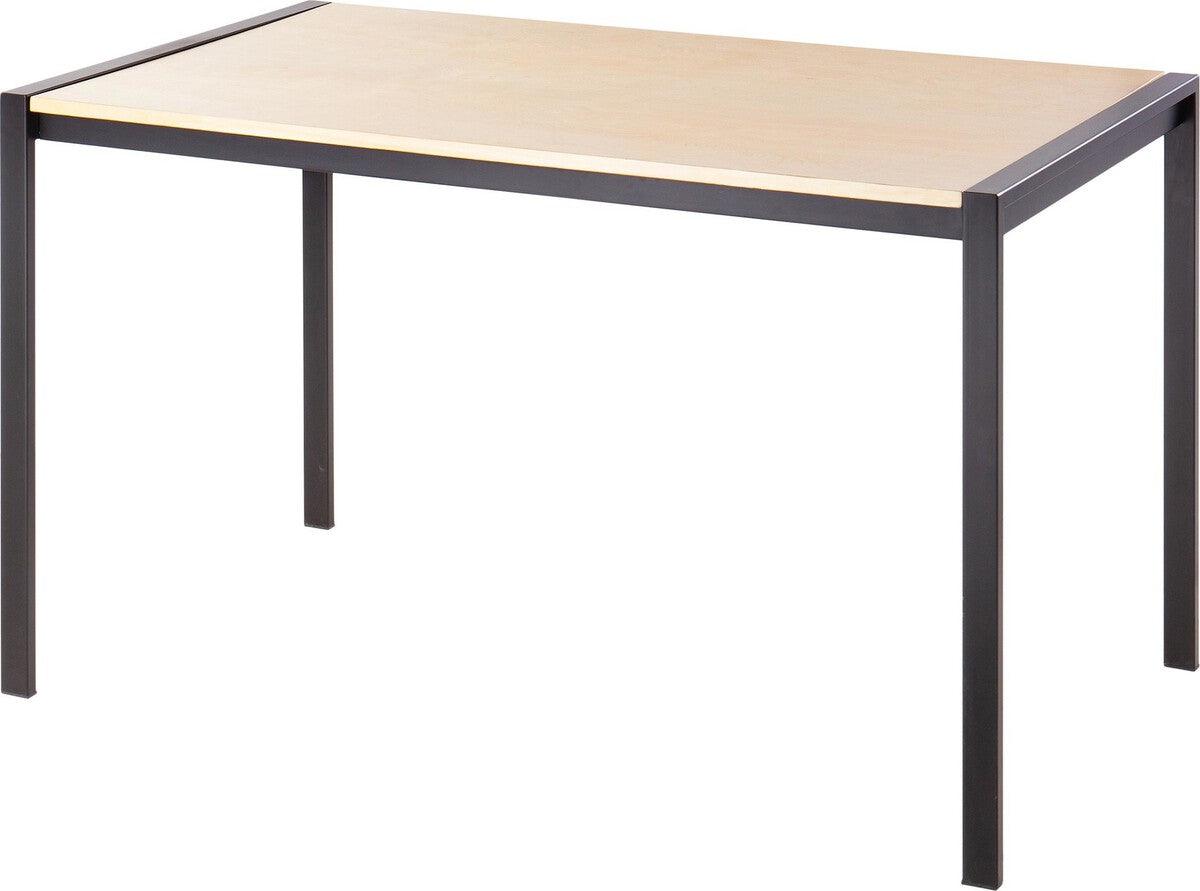 Lumisource Dining Tables - Fuji Contemporary Dining Table in Black Metal with Natural Wood Top