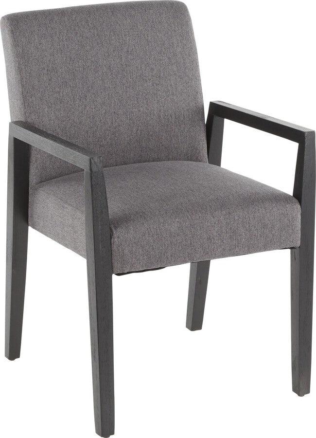 Lumisource Dining Chairs - Carmen Contemporary Arm Chair in Black Wood and Grey Fabric - Set of 2