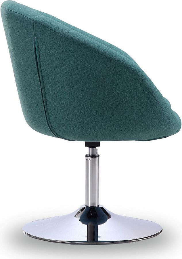 Manhattan Comfort Accent Chairs - Hopper Sky Blue and Polished Chrome Twill Adjustable Height Chair (Set of 2)