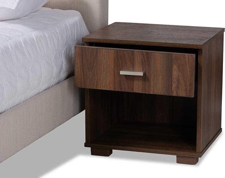 Wholesale Interiors Bedroom Sets - Maren Queen Bec with 2 Nightstands Beige & Walnut