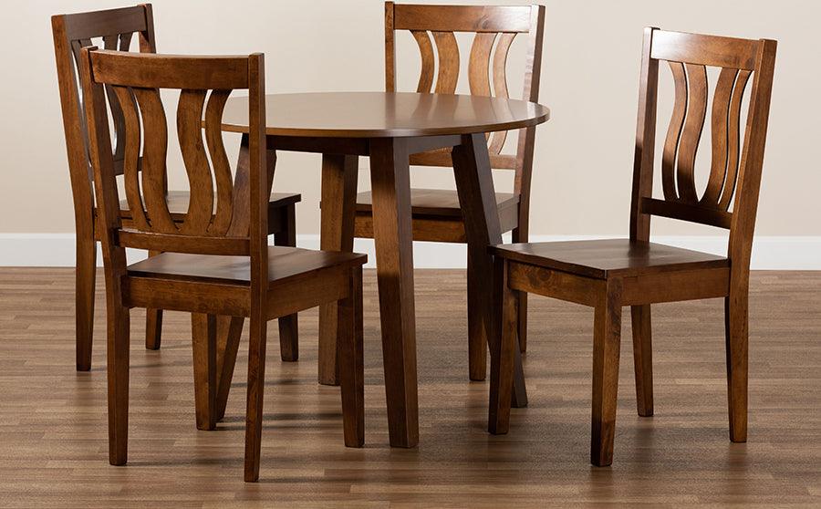 Wholesale Interiors Dining Sets - Anesa Walnut Brown Finished Wood 5-Piece Dining Set