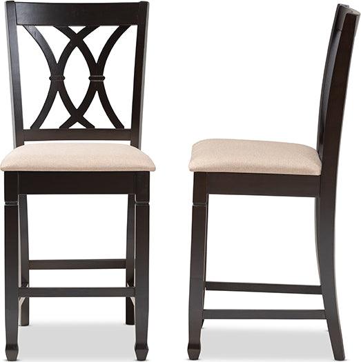 Wholesale Interiors Barstools - Reneau Sand Espresso Brown Wood Counter Height Pub Chair Set of 2