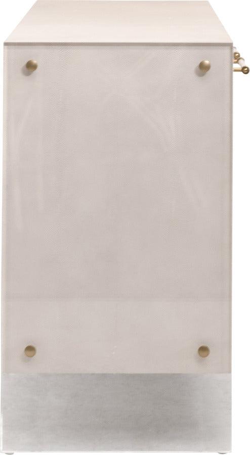 Essentials For Living TV & Media Units - Sonia Shagreen Media Sideboard White Shagreen, Lucite, Brushed Brass