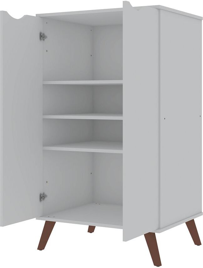 Manhattan Comfort Shoe Storage - Hampton Shoe Closet with 4 Shelves Solid Wood Legs in White