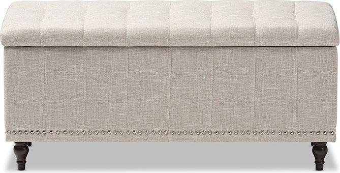 Wholesale Interiors Benches - Kaylee Modern Classic Beige Fabric Upholstered Button-Tufting Storage Ottoman Bench