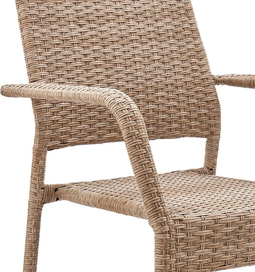 Manhattan Comfort Outdoor Dining Chairs - Genoa Patio Dining Armchair in Nature Tan Weave