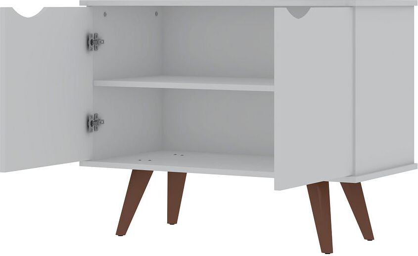 Manhattan Comfort Buffets & Cabinets - Hampton 33.07 Accent Cabinet with 2 Shelves Solid Wood Legs in White