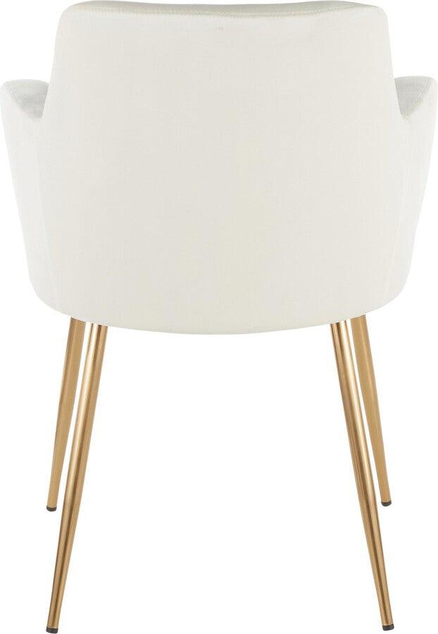 Lumisource Dining Chairs - Andrew Contemporary Dining/Accent Chair in Gold Metal and Cream Velvet - Set of 2