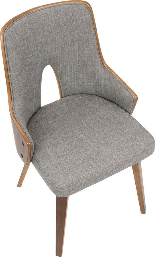Lumisource Dining Chairs - Stella Mid-Century Modern Dining/Accent Chair in Walnut with Light Grey Fabric - Set of 2