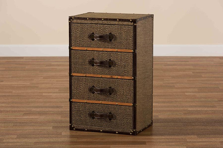 Wholesale Interiors Buffets & Cabinets - Owen Brown Fabric Upholstered 4-Drawer Accent Storage Cabinet