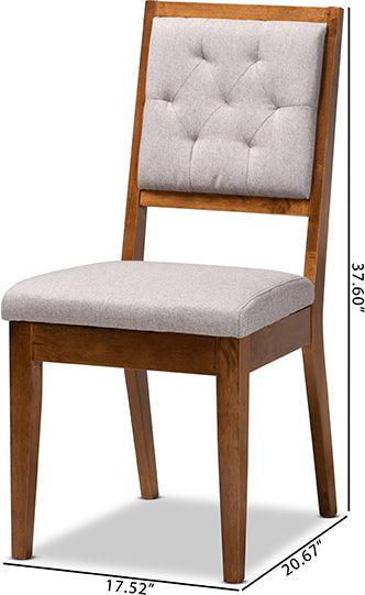 Wholesale Interiors Dining Chairs - Gideon Grey Fabric Upholstered and Walnut Brown Finished Wood 2-Piece Dining Chair Set