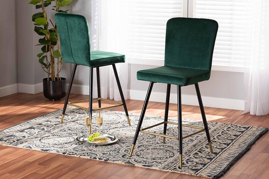 Wholesale Interiors Barstools - Preston Bar Stool Green & Black & Gold (Set of 2)