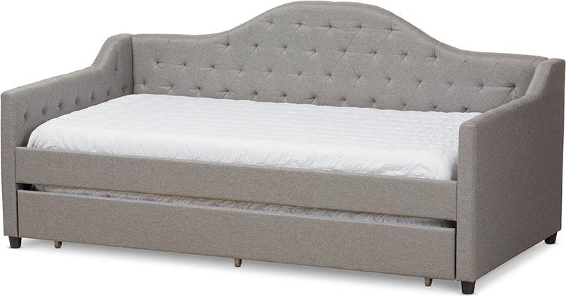Wholesale Interiors Daybeds - Perry Modern and Contemporary Light Grey Fabric Daybed with Trundle