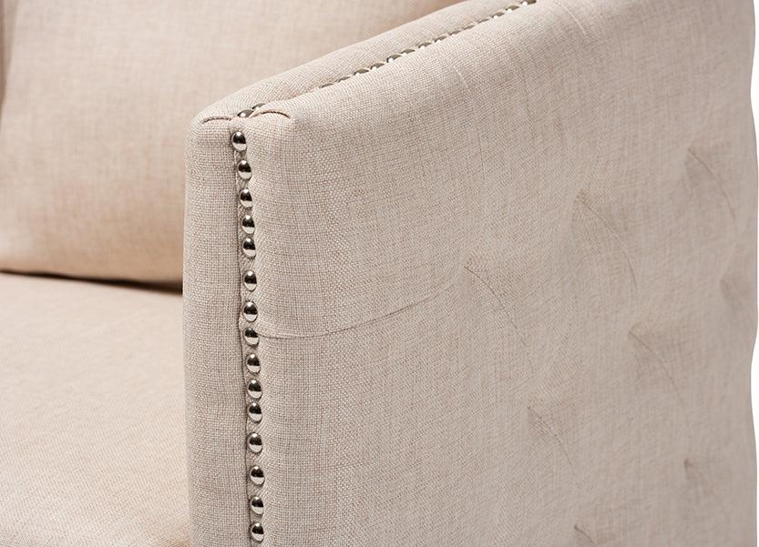 Wholesale Interiors Accent Chairs - Micah Modern And Contemporary Beige Fabric Upholstered Tufted Swivel Chair