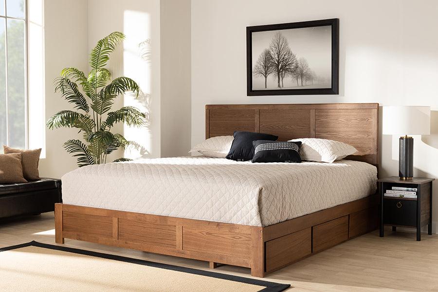 Wholesale Interiors Beds - Aras King Storage Bed Ash Walnut