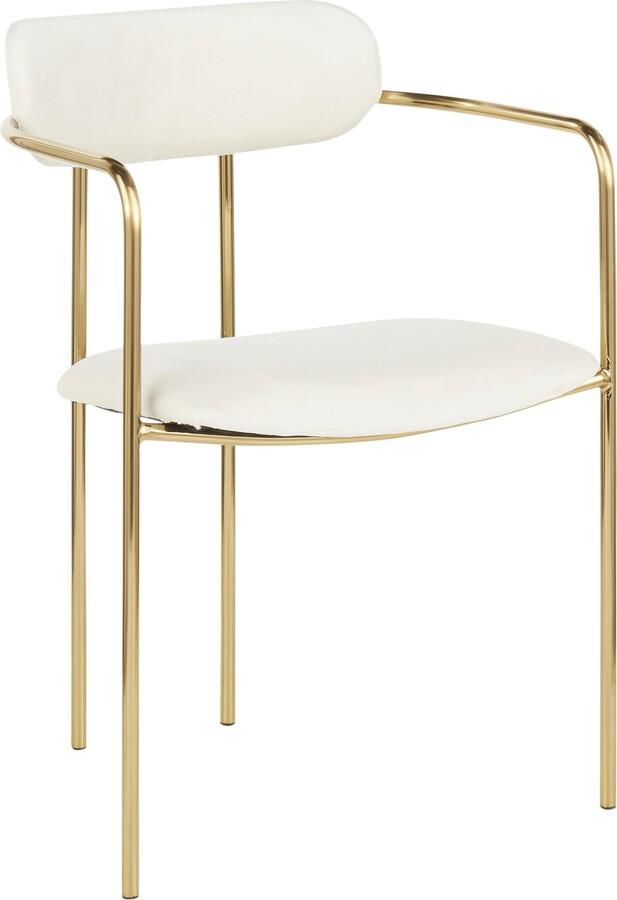 Lumisource Dining Chairs - Demi Contemporary Chair in Gold Metal & Cream Velvet - Set of 2