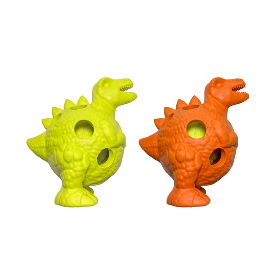 Olliix.com Dog Toys - Dino Rubber Toy 2PK Citron/Orange