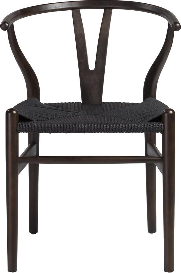 Euro Style Dining Chairs - Evelina Side Chair with Walnut Stained Framed and Black Rush Seat - Set of 2