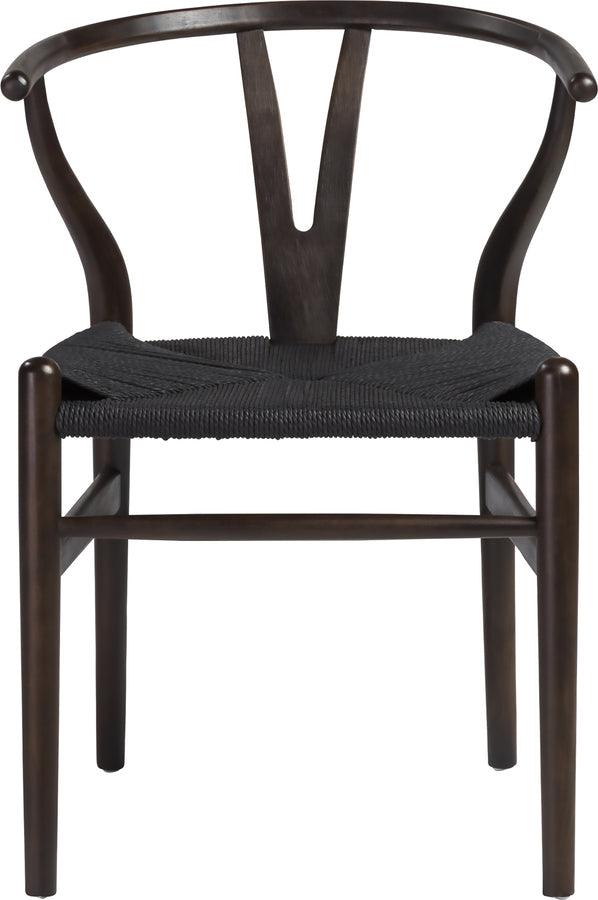 Euro Style Dining Chairs - Evelina Side Chair with Walnut Stained Framed and Black Rush Seat - Set of 2