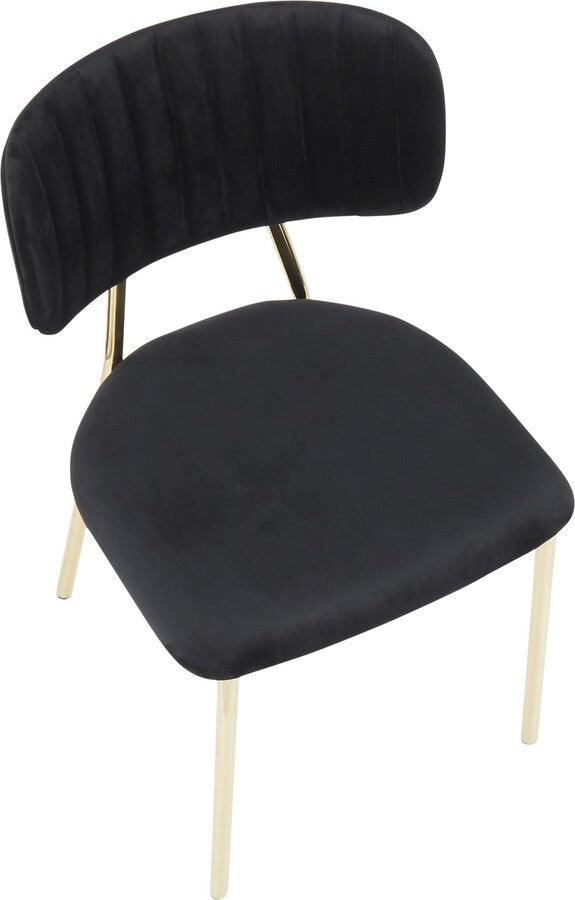 Lumisource Accent Chairs - Bouton Contemporary/Glam Chair In Gold Metal & Black Velvet (Set of 2)