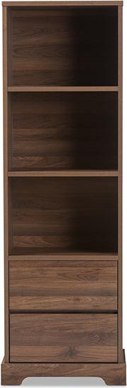 Wholesale Interiors Bookcases & Display Units - Burnwood Modern and Contemporary Walnut Brown Finished Wood 2-Drawer Bookcase