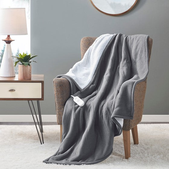 Olliix.com Heated Blankets - Heated Throw Dark Grey