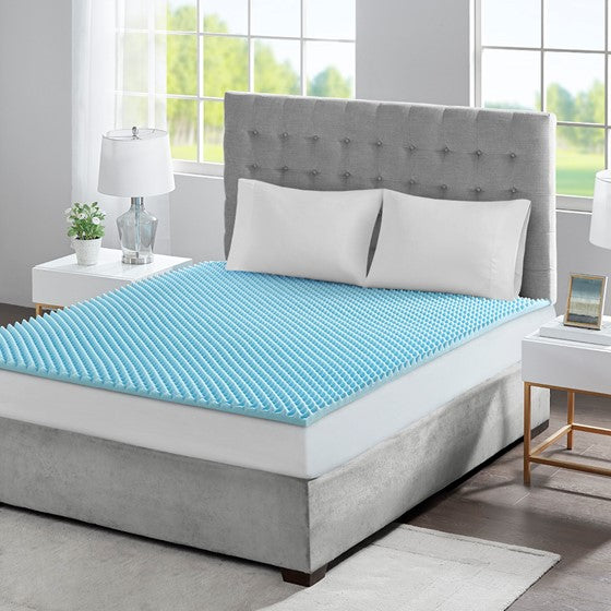 Olliix.com Mattress Protectors - All Season Reversible Hypoallergenic 1.5" Cooling Mattress Topper Blue Twin