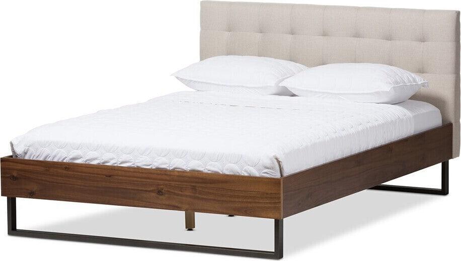 Wholesale Interiors Beds - Mitchell Queen Bed Beige & Dark Bronze