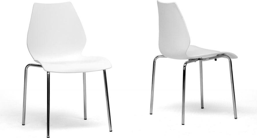 Wholesale Interiors Dining Chairs - Overlea White Plastic Modern Dining Chair (Set of 2)