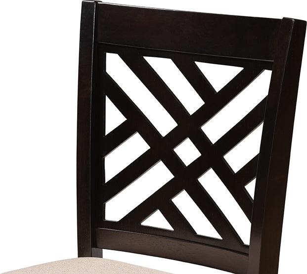 Wholesale Interiors Barstools - Caron Sand Fabric Upholstered Espresso Brown Finished Wood Counter Height 2-Piece Pub Chair Set