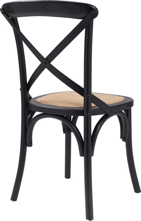 Euro Style Dining Chairs - Neyo Side Chair in Black with Natural Rattan Seat - Set of 2